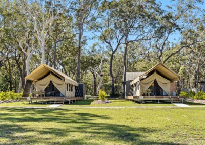 bay and bush jervis bay shoalhaven glamping safari tents airconditioning bed and breakfast included huskisson vincentia offer hotel retreat airbnb booking.com camping visit nsw paperbark camp