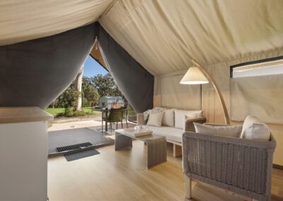 bay and bush jervis bay shoalhaven glamping safari tents airconditioning bed and breakfast included huskisson vincentia offer hotel retreat airbnb booking.com camping visit nsw paperbark camp