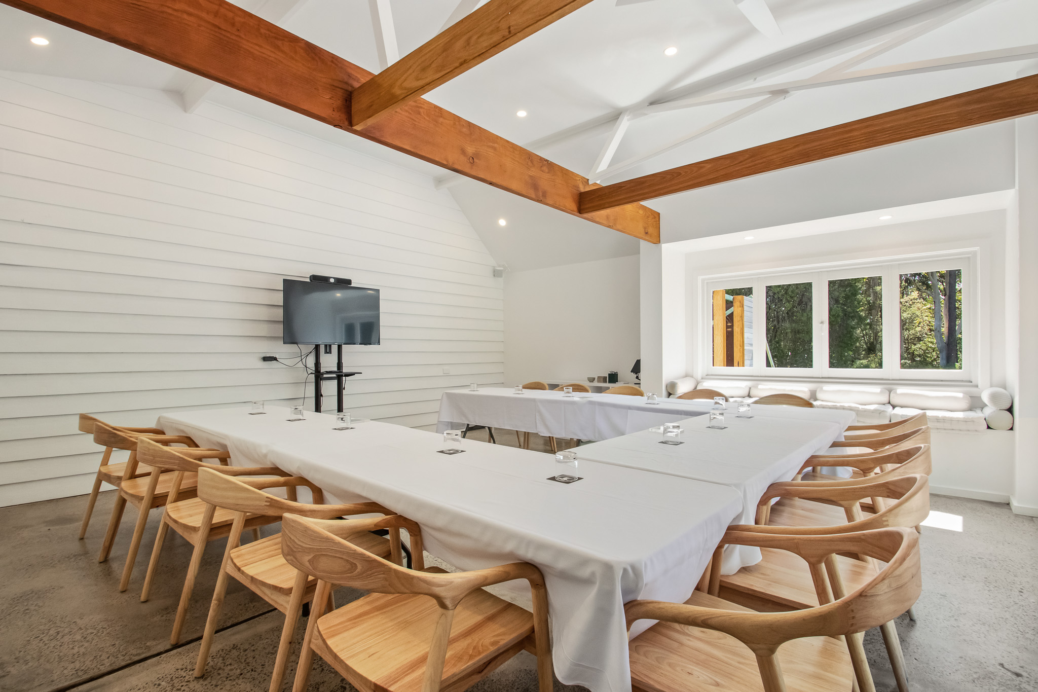 Private event and conference space at Bay and Bush ideal for team gatherings, presentations and offsite meetings